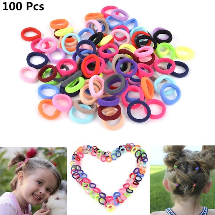 100Pcs Multicolor Hair Ties Cute Elastic No Crease Tiny Hair Bands Ponytail Holder Hair Accessories ...