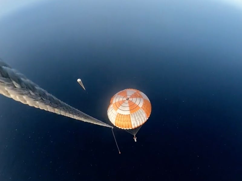 A test catch of the Electron rocket booster