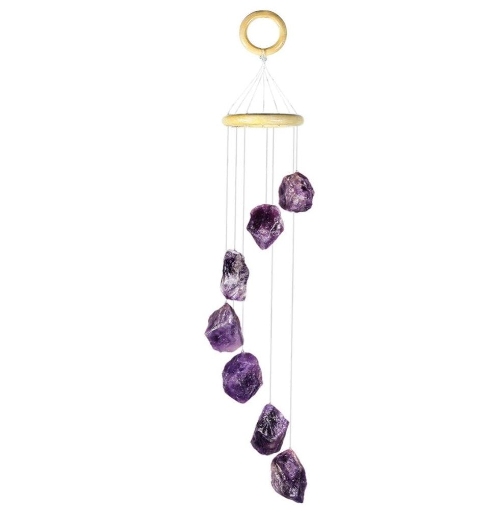 Mookaitedecor Amethyst Stones Rough Crystals Wind Chimes