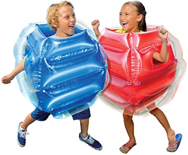 Outdoor toys like body bumpers help kids get their energy out a little more safely.