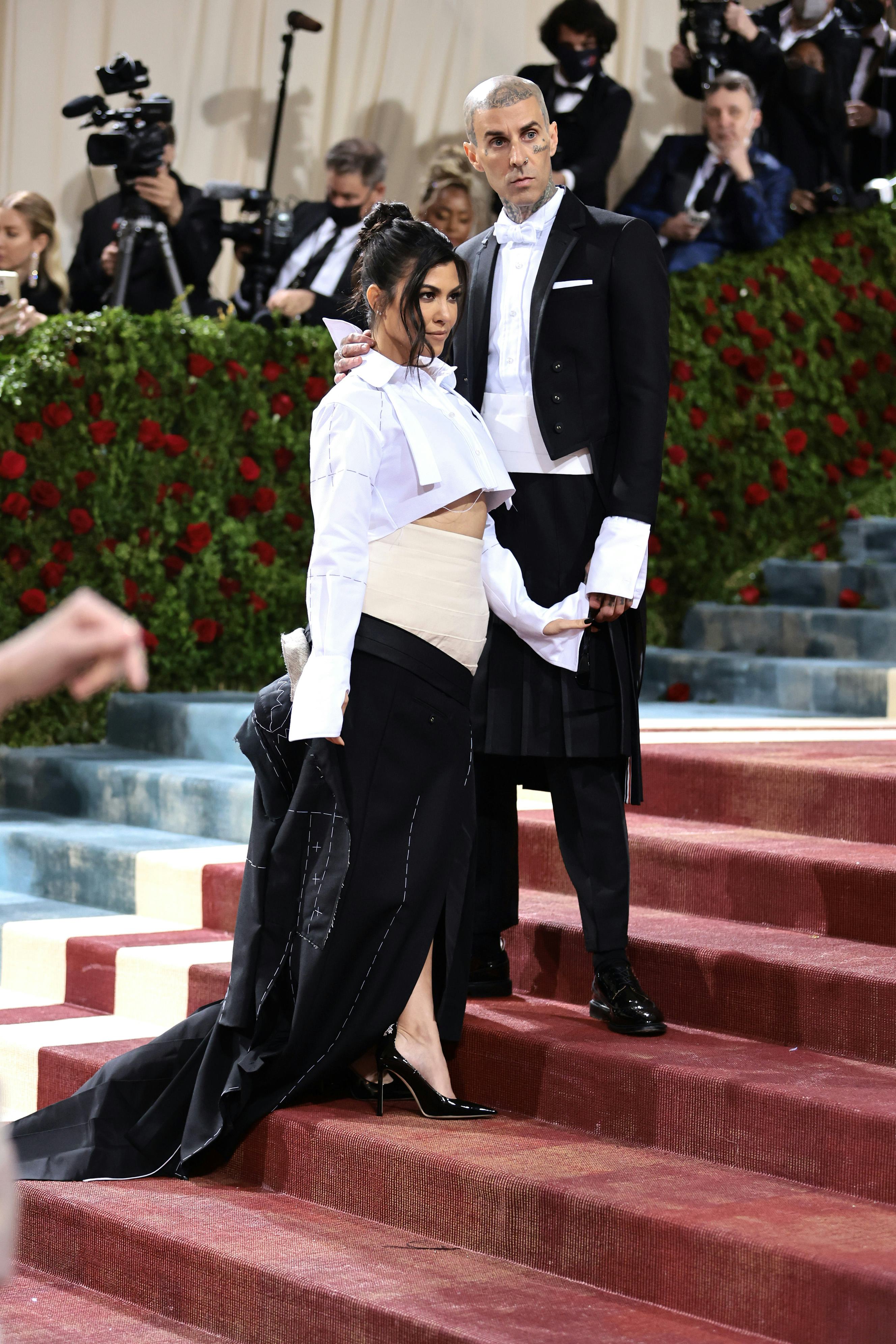Kourtney Kardashian and Travis Barker attend The 2022 Met Gala Celebrating "In America: An Anthology...