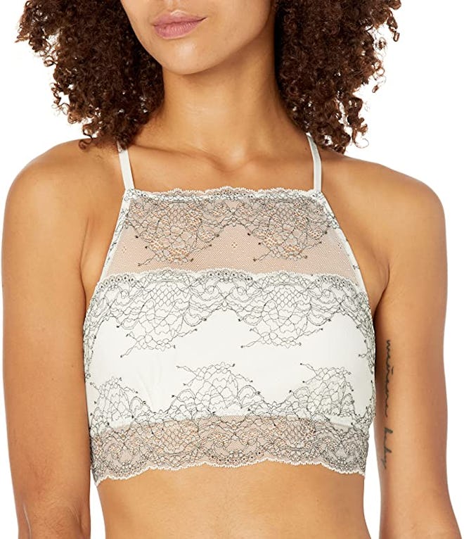 Mae Two-Toned Hi-Neck Lace Bralette