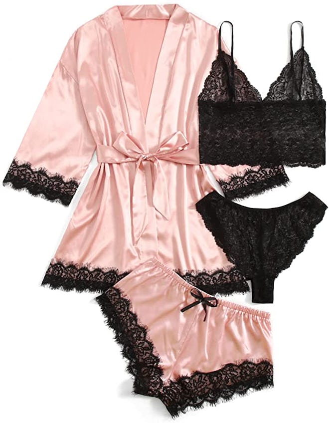 SOLY HUX Satin Pajama Set (4-Piece)