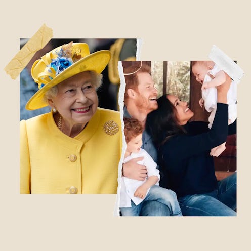 Queen Elizabeth II, Prince Harry and Meghan with son Archie and daughter Lilibet