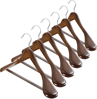 ZOBER High-Grade Wide Shoulder Wooden Hangers (6-Pack)