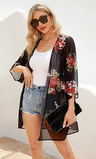 Chic Gal Floral Print Cardigan Cover-Up