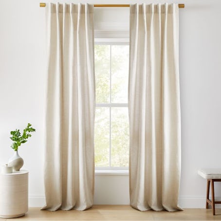 Custom Size Solid European Flax Linen Curtain with Blackout Lining, Natural