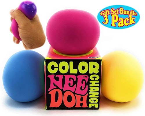 These squishy desk toys change color when you squeeze them.