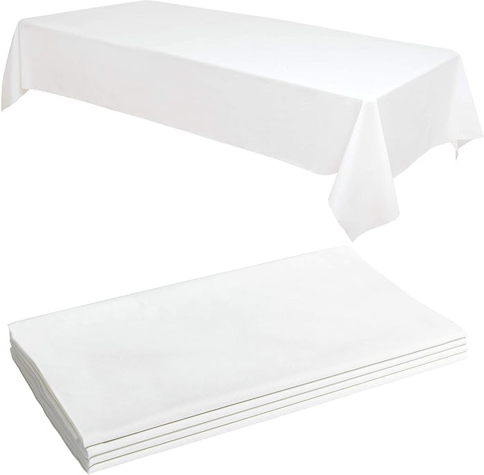 Prestee Store White Premium Plastic Tablecloth (4-Pack)