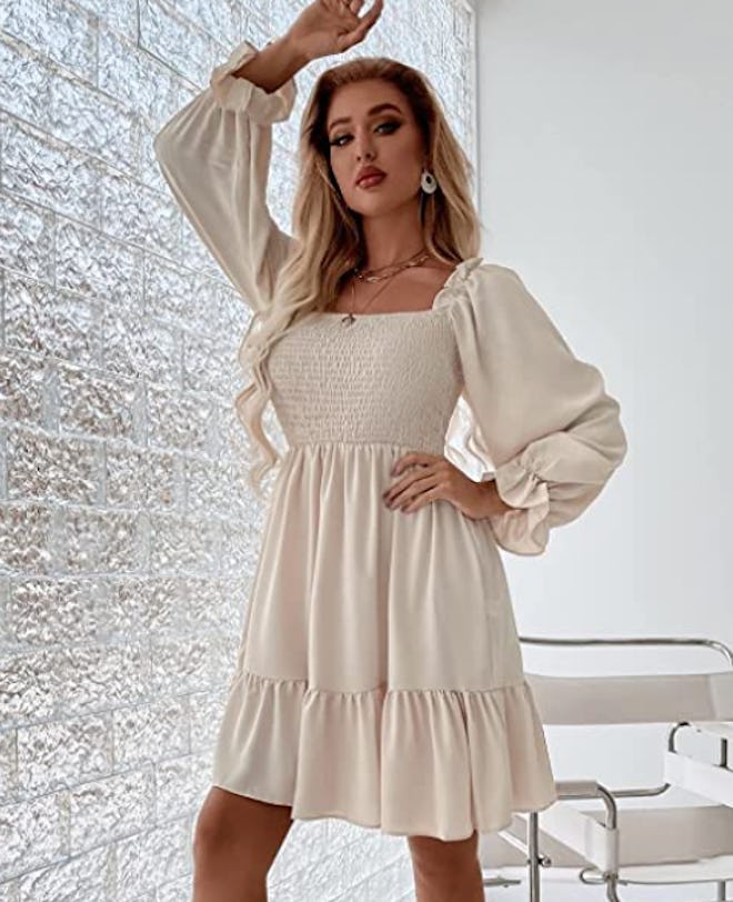 SheIn Shirred Ruffle Dress