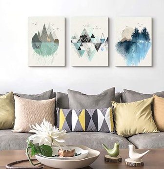 Abstract Mountain in Daytime Canvas Prints Wall Art (3-Pack)