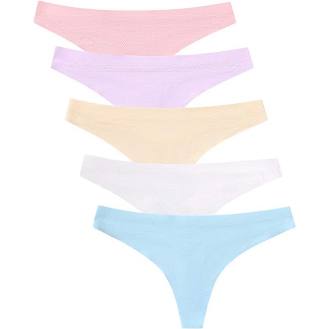 VOENXE No Show Seamless Thongs (5-Pack)