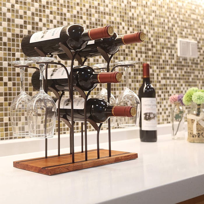 ALLCENER Tabletop Wood Wine Holder