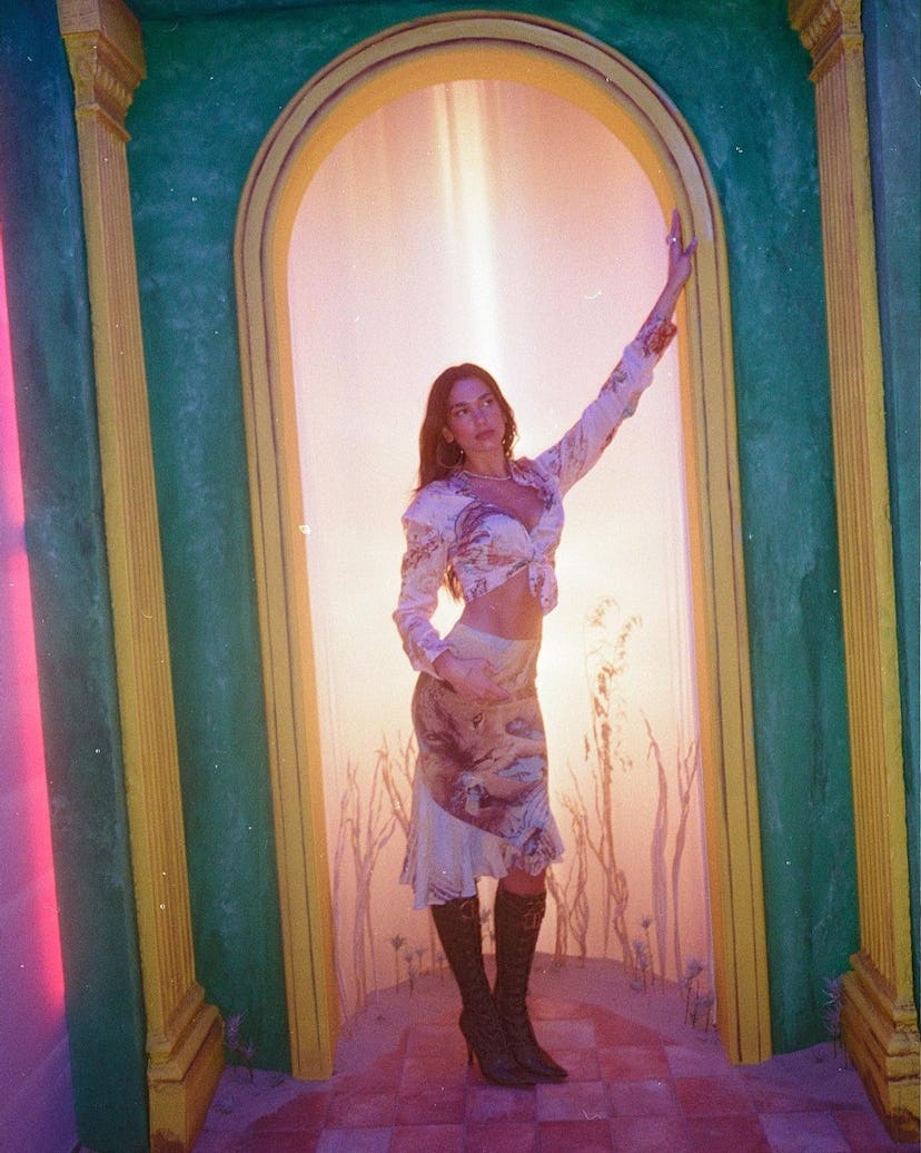 Dua Lipa on the set of her new music video 'Potion'