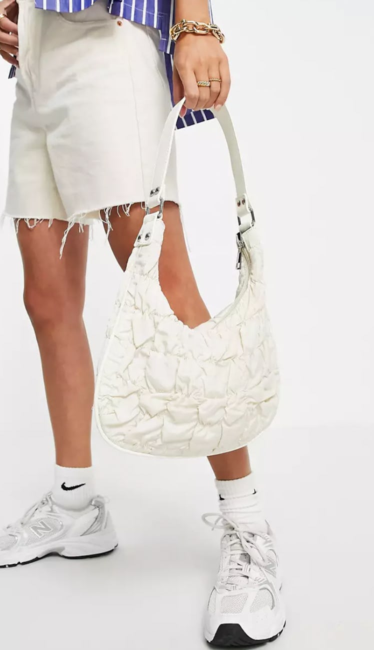 ASOS' slouchy, shoulder bag in off-white.