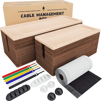 NATURE SUPPLIES Wood Cable Management Box (Set of 2)