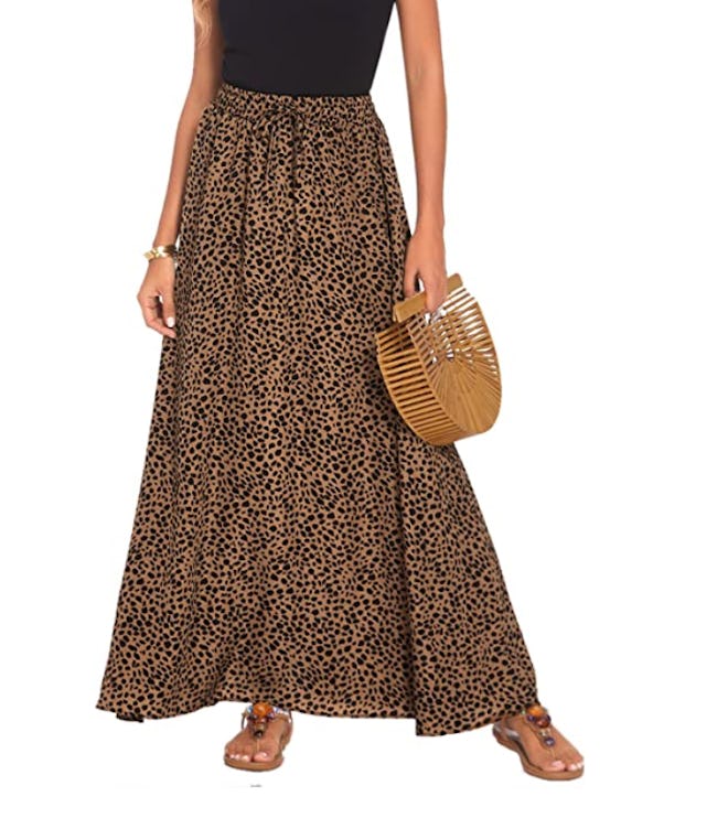 Bluetime Leopard Print Long Skirt