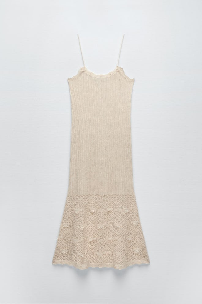Pointelle Knit Dress Zara