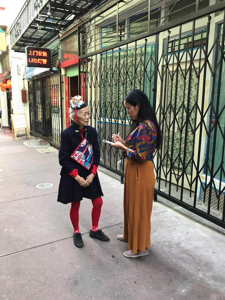 Writer Valerie Luu getting the story on Dorothy Quock (pictured) in San Francisco’s Chinatown.