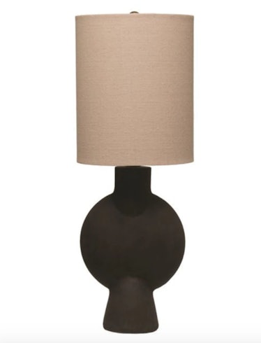 Matte Black Table Lamp with Linen Shade