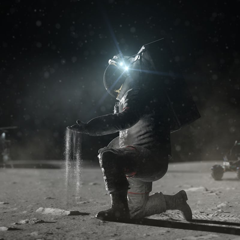 astronaut and lunar soil nasa illustration