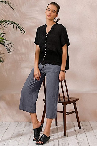 ECUPPER Cropped Wide Leg Pants