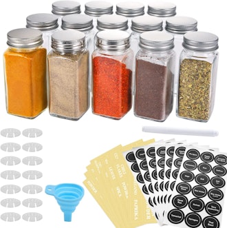 AOZITA Glass Spice Jars with Spice Labels (14-Pieces)