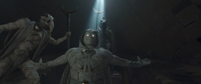 Khonshu (voiced by F. Murray Abraham) and Oscar Isaac as Moon Knight in Marvel's 'Moon Knight'