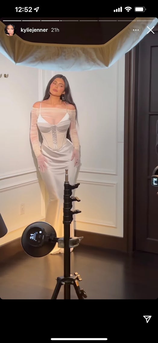 Kylie Jenner's 2022 Met Gala after-party gown featured an ivory corset and matching skirt.
