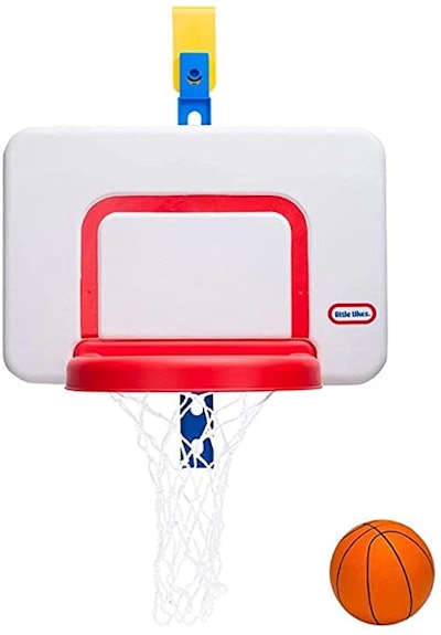 Don't have room outdoors for a standard basketball hoop? This one can attach to the side of your hou...