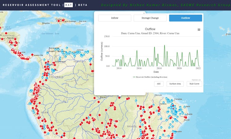 The Reservoir Assessment Tool allows communities to track river flow changes caused by nearby dams a...