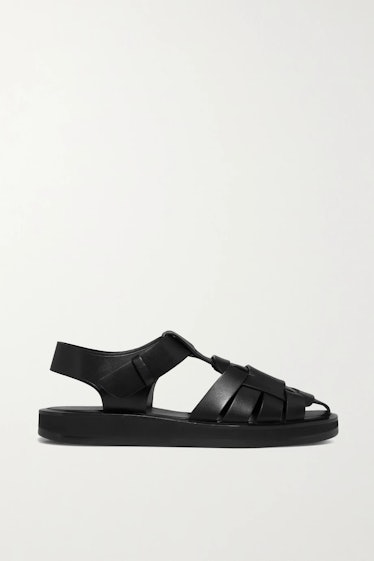 Fisherman woven textured-leather sandals