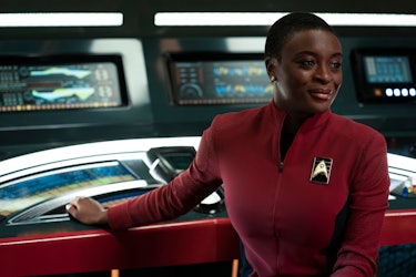 Celia Rose Gooding’s new Uhura has more than one lighthearted moment in the new series. 