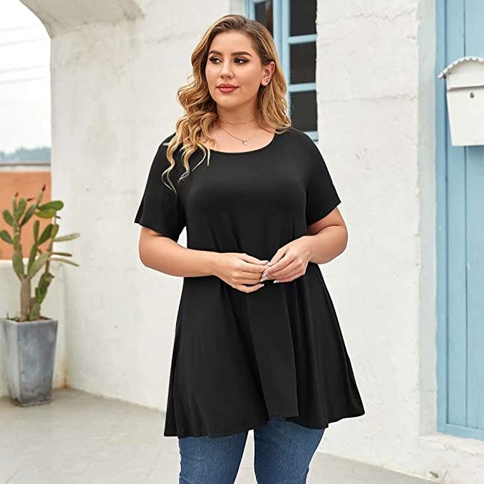LARACE Short Sleeve Flare Tunic Top