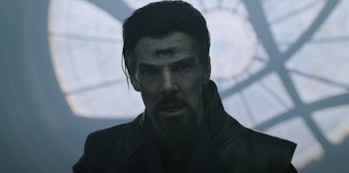 Sinister Strange (Benedict Cumberbatch) reveals his third eye in Doctor Strange in the Multiverse of...
