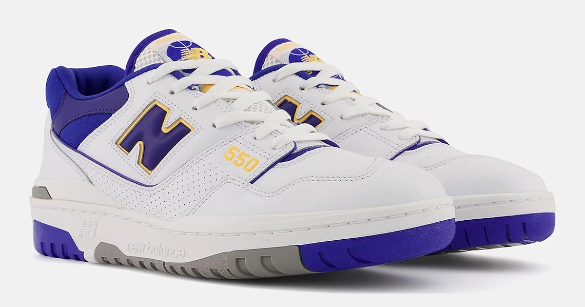 New Balance s hit 550 basketball sneaker gets a Lakers makeover