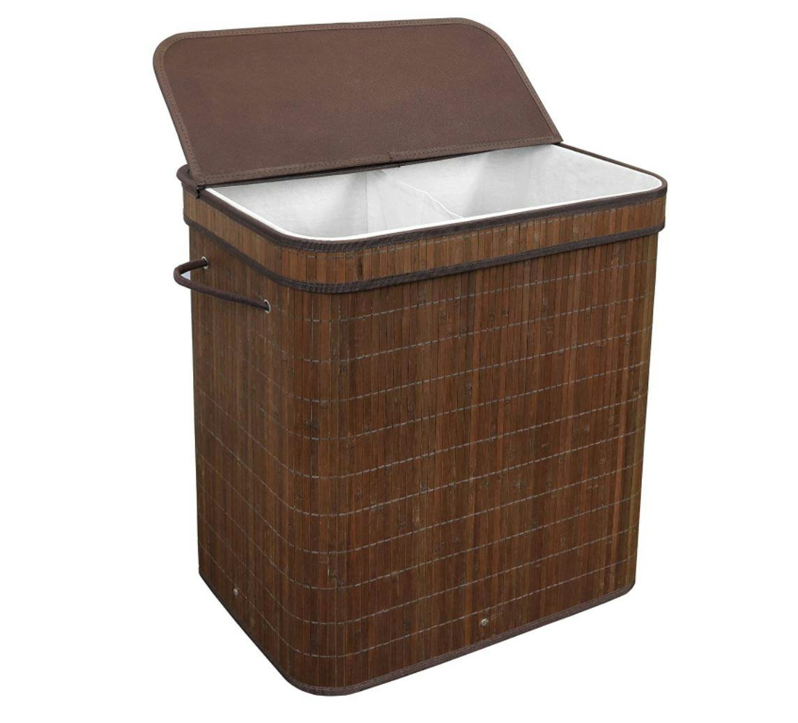 Greenco Bamboo Foldable Double Hamper