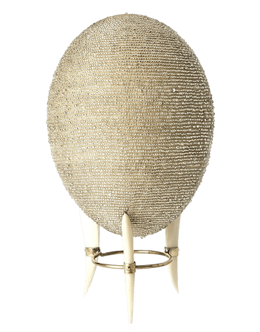 SILVER BEADED DECORATED OSTRICH EGG