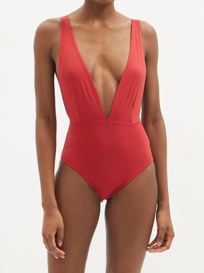 minimalist swimwear: Haight, Marina Plunge-Neck Swimsuit