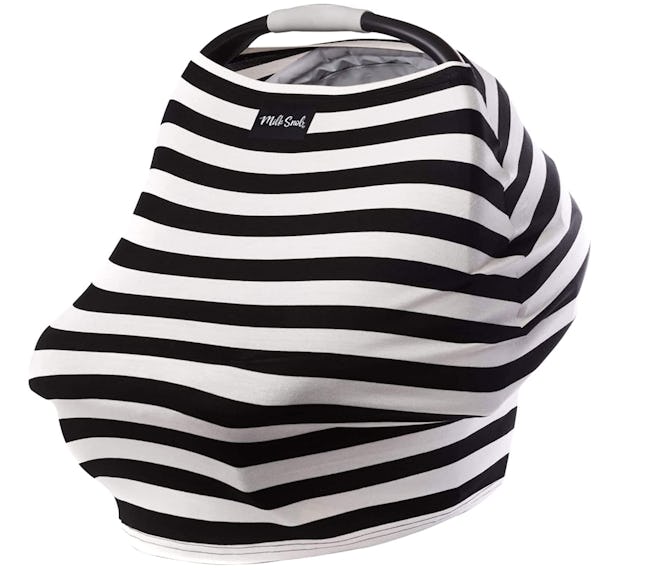 The Milk Snob is a 5-in-1 baby seat and breastfeeding cover invented by moms.