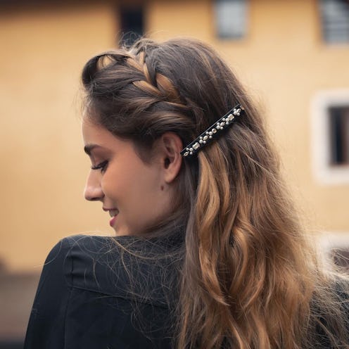 half up half down braided hairstyle