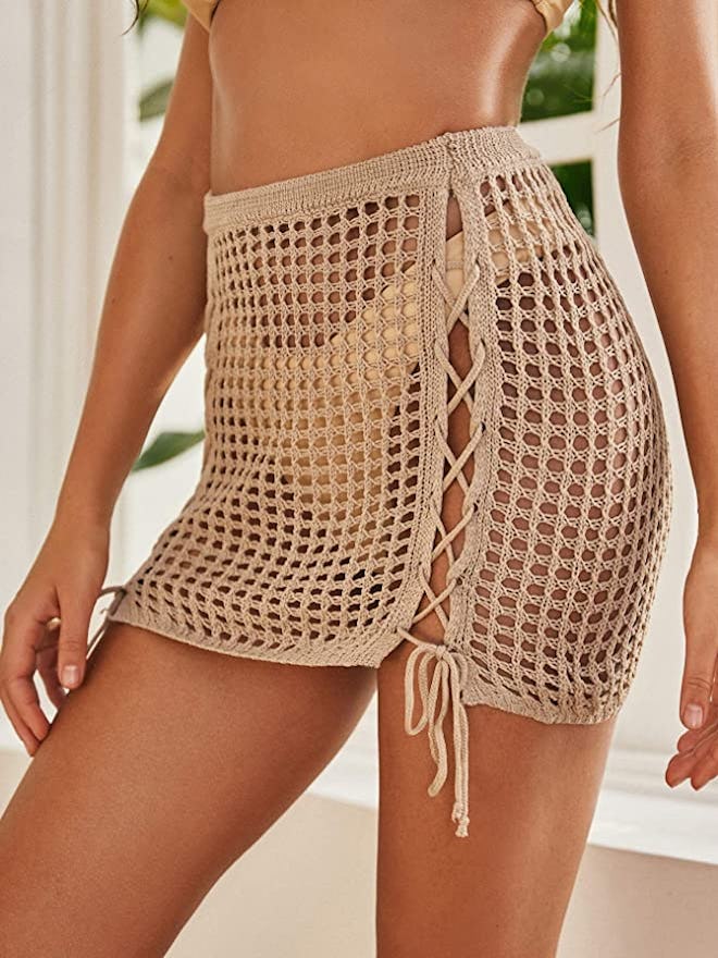 MakeMeChic Crochet Cover Up Skirt