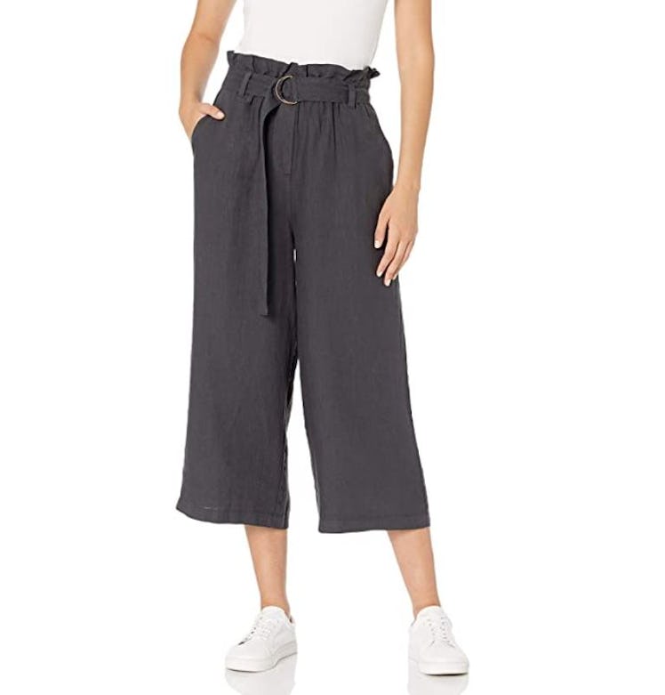 The Drop Laurel Belted Linen Culotte Pants