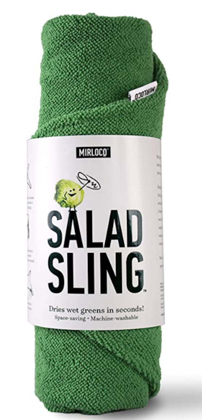 The Salad Sling is a weird but genius thing invented by a mom to dry lettuce leaves.