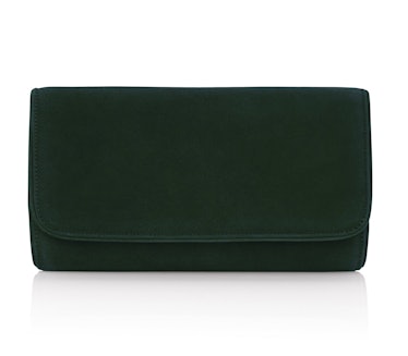green suede clutch bag emmy london