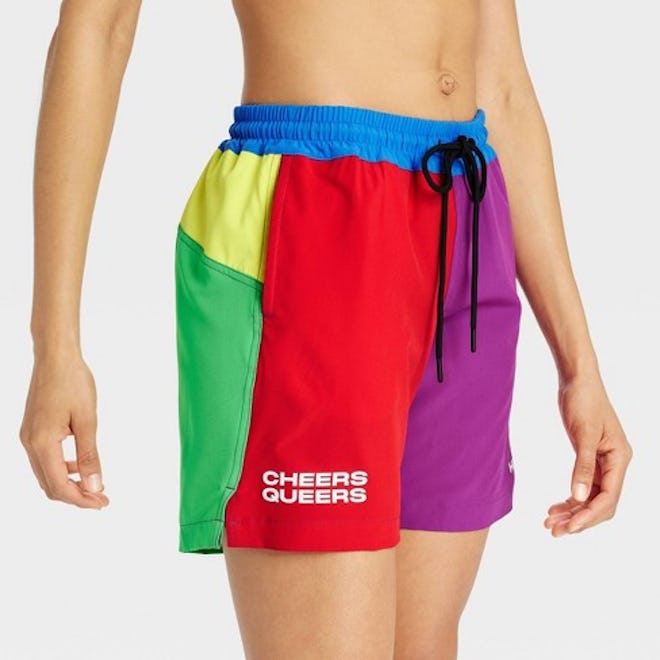 Pride Adult Humankind Colorblock Swim Trunks
