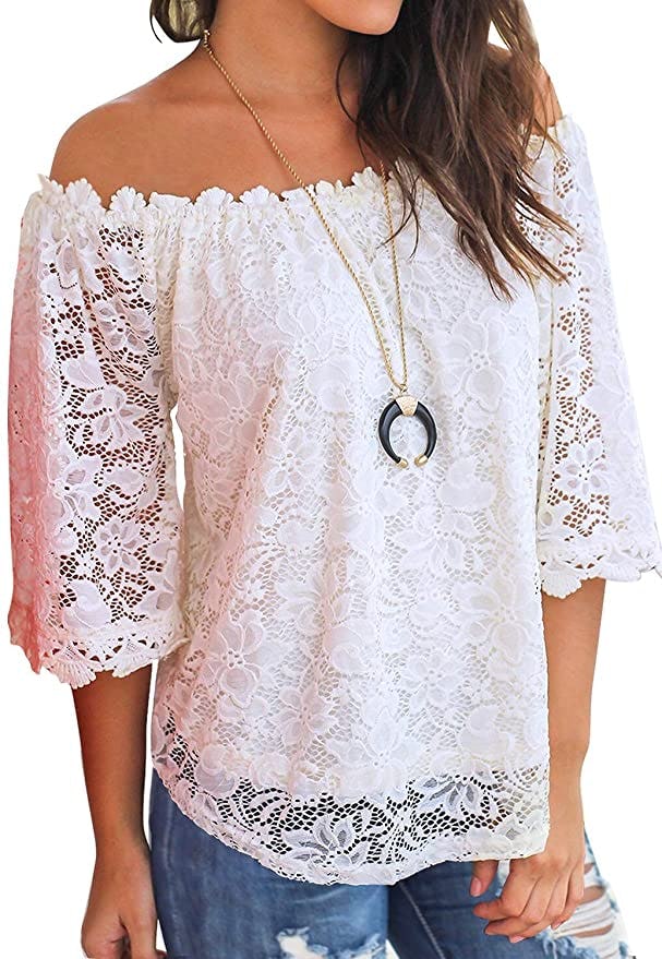 MIHOLL Off Shoulder Lace Blouse