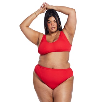 minimalist swimwear: Chromat Mica Ribbed Top - Red