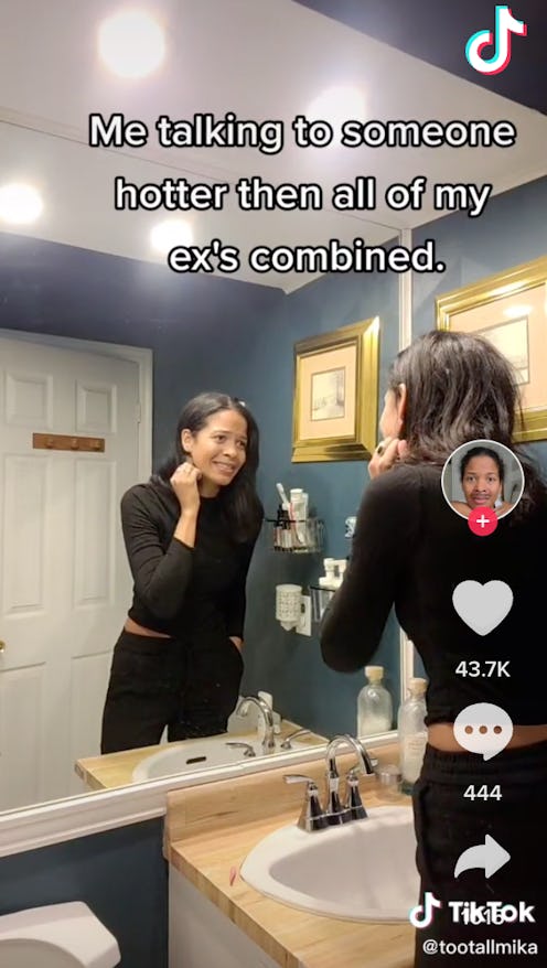 A viral TikTok using the viral "me talking to" trend.