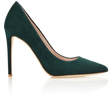 suede green court shoe emmy london